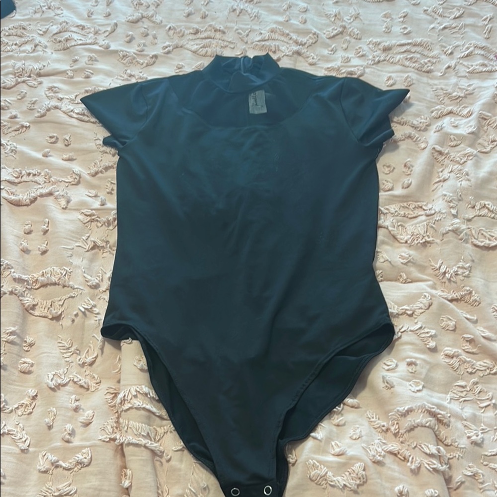 Kendall + Kylie Black Bodysuit Size Small  Front Netting detail  - zipper back